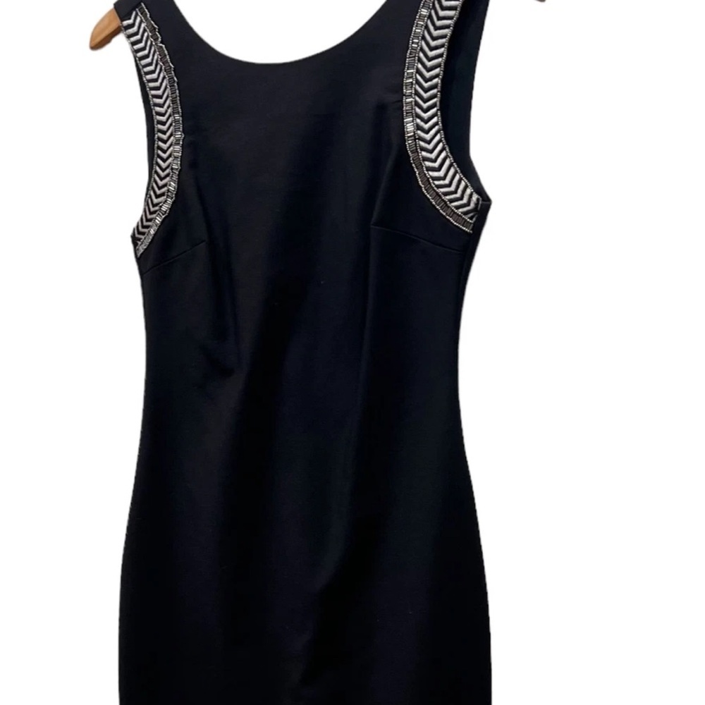 Zara - black tapered dress with accent beaded sleeveless - Picture 6 of 6